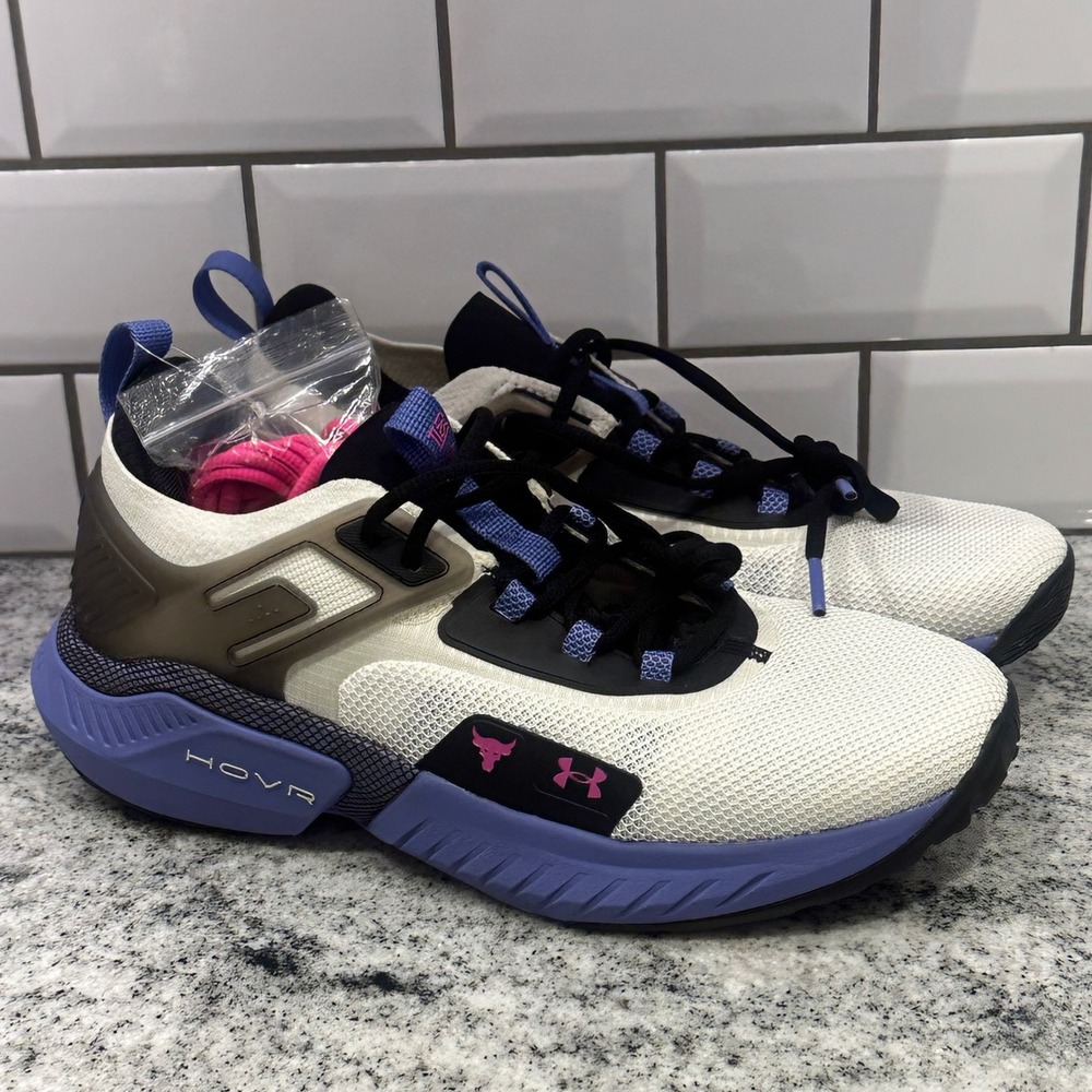 Under Armour Project Rock 5 White Purple Mens‎ 10 Training Shoes Womens 11.5 New